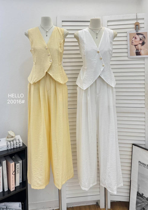 Asymmetrical Button Down Vest With Skirts Sets